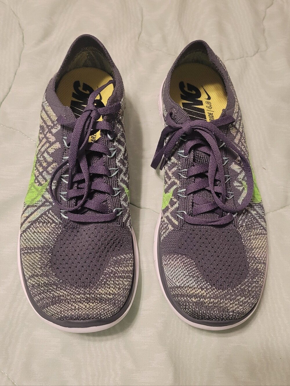 NEW WOMENS 9.5 NIKE FREE 4.0 FLYKNIT RUNNING SHOES GRAY GREEN 717076 007 *NWOB*